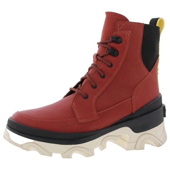 Sorel Brex Red Waterproof Leather Lace-Up Ankle Boots Womens Lug Sole Size 7.5 - Picture 7 of 11